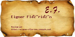 Eigner Flórián névjegykártya